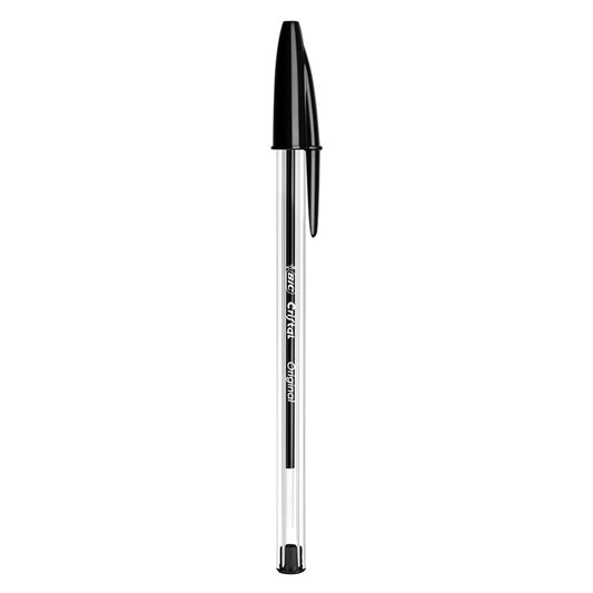 Bolígrafos BIC Cristal Negro | Punta 1.0 mm - Tinta Intensa y Sin Rebabas | Ideal para Escritura Profesional y Escolar