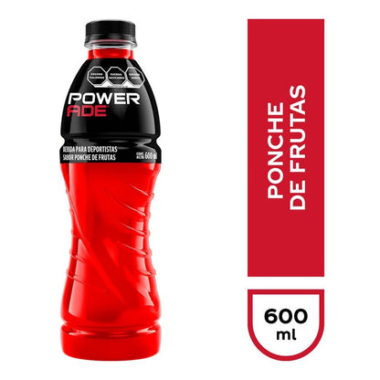 Powerade Ponche Frutas - Pack x12 Botellas 600ml - Bebida Isotónica con Electrolitos