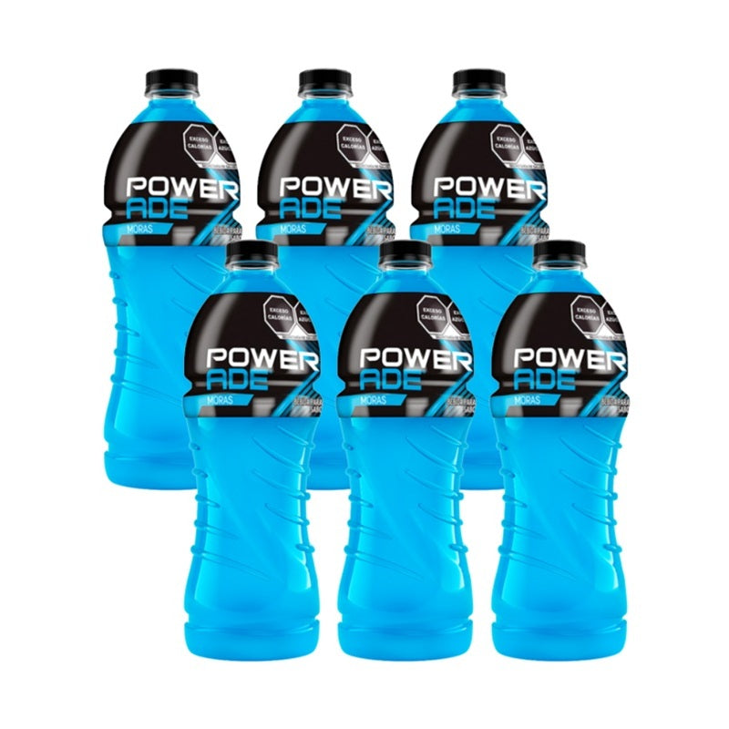 Powerade Bebida Isotónica Sabor Mora - Pack x6 Botellas 1L - Hidratación con Electrolitos