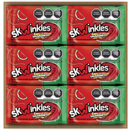 Skwinkles Salsagheti Lucas sabor sandía con salsa tamarindo | Paquete 24 pzas dulce enchilado mexicano