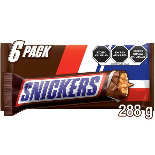 Snickers 6 Pack - Barras de Chocolate (48g c/u) | Maní, Caramelo y Nougat | Energía Instantánea