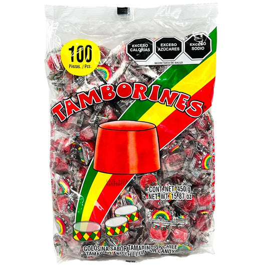 Tamborines Enchilados 100pz - Golosina de Tamarindo y Chile - Dulce Tradicional Mexicano