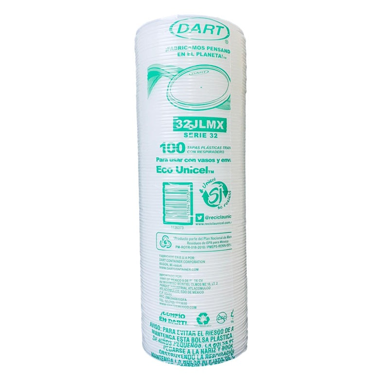 Tapa Dart 32SLMX Ranurada para Contenedor Térmico 16/32 oz – Pack 15/100 p