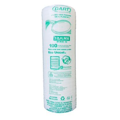 Tapa ranurada Dart 32SLMX para contenedor térmico 16/32 oz | Paquete 15 pzas práctica y resistente