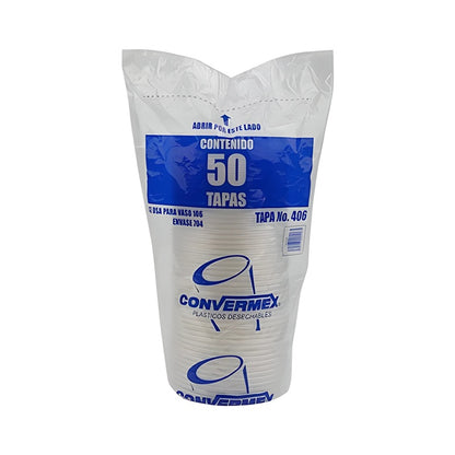 Convermex Tapa 406 lisa 50 pzas | Tapa para envase 704