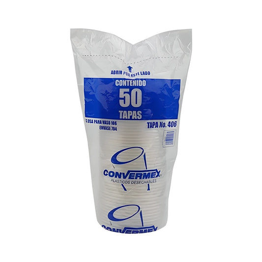Convermex Tapa 406 lisa 50 pzas | Tapa para envase 704