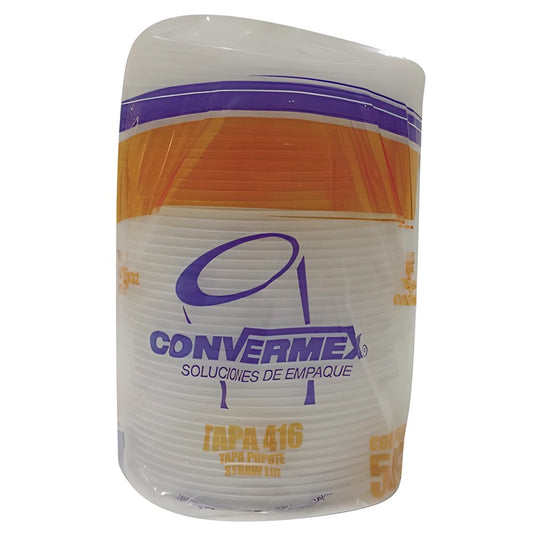 Tapa Convermex 416 desechable semi transparente – Paquete con 50 piezas