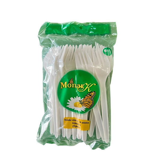 Tenedor Mediano Monark - Paquete x25 Piezas - Color Blanco - Para Eventos y Comida Rápida