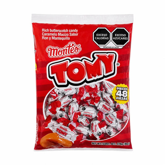 Tomy Montes 48 Piezas | Caramelo Macizo Sabor Ron y Mantequilla