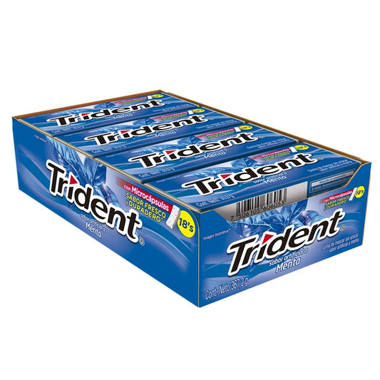 Trident Menta Val-U-Pack 18's | 367g | Chicles Sin Azúcar | Frescura Intensa | Protección Dental | Ahorro Familiar