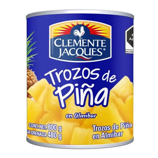 Trozos de Piña en Almíbar Clemente Jacques 800g | Lata Grande | Dulce Natural | Ideal para Postres, Cocteles y Decoración