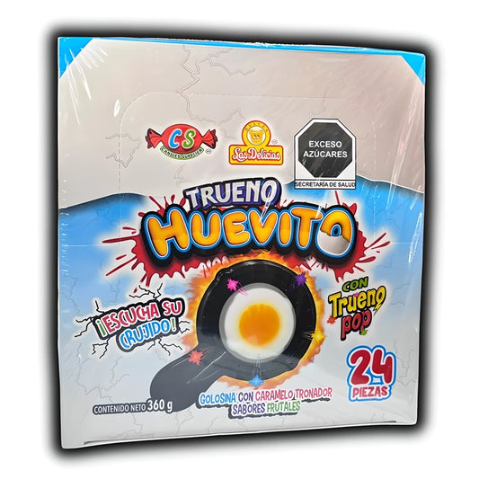 Trueno Huevito Las Delicias 24 pz - Golosina con Caramelo Tronador y Sabores Frutales - Ideal para Piñatas