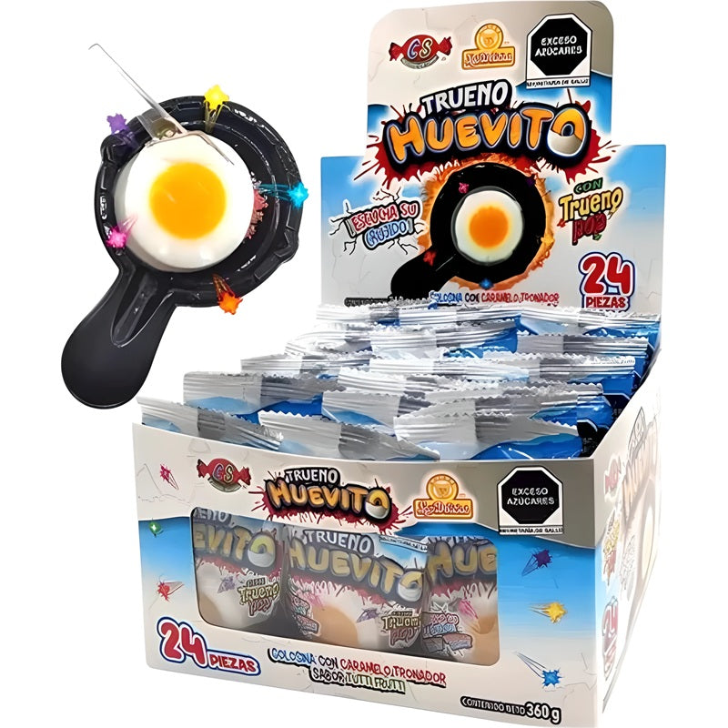 Trueno Huevito Las Delicias 24 pz - Golosina con Caramelo Tronador y Sabores Frutales - Ideal para Piñatas