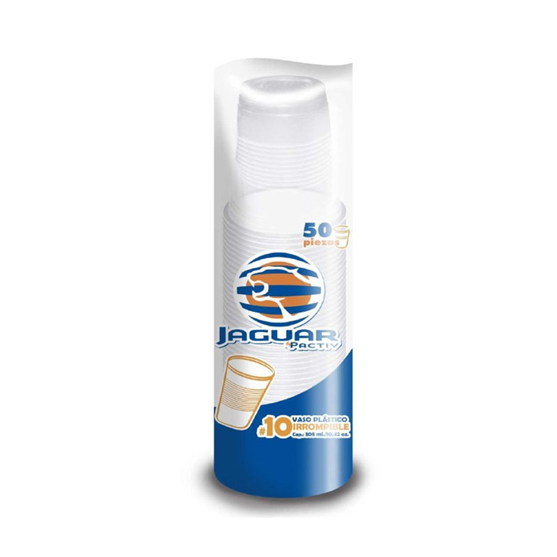 Vasos de Plástico Jaguar 10 oz (50 Unidades) | Ideales para Bebidas Frías | Resistentes y Económicos | Perfectos para Eventos y Negocios